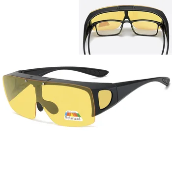 Jaunu Flip Up Polarizētās Sunglasse Vīrieši Sievietes Plastmasas Rāmis Brilles UV400 Āra Braukšanas Zvejas Sporta Fit Pār Saules Brilles Vāciņu