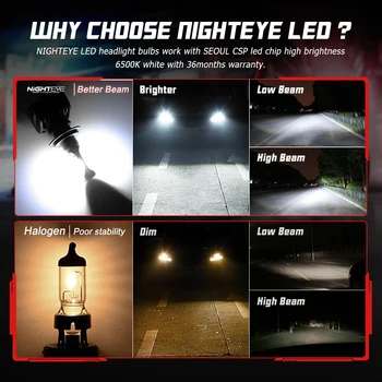 NIGHTEYE H11 LED H4, H7 Auto LED priekšējie Lukturi 50W 8000LM H8, H9 Auto Lukturi Miglas Lampas HB3 9005 HB4 9006 Auto Lukturis Miglas Spuldzes