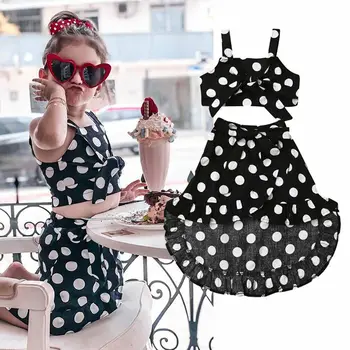 1-6Y Baby Toddler Meitenes Modes Apģērbu Komplekti Nelegālo Dot Bikšturi Svārki +Topi Komplekti 2GAB