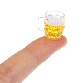 1 Tases Miniatūru Alus Stikla Mini Modeli Mēbeles Aksesuāri Alus Ar Burbuļiem MINI Leļļu Nams Piederumi