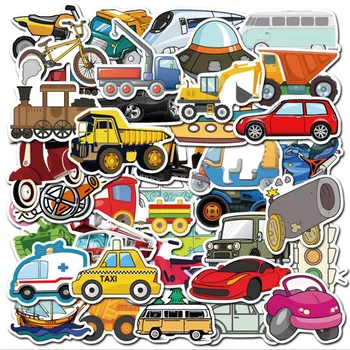 10/40Pcs/Set Radošo karikatūra transportlīdzekļiem Grafiti Ūdensizturīgs Skeitborda Ceļojumu Čemodāns, Tālrunis, Klēpjdators, Bagāžas Uzlīmes Cute Kids