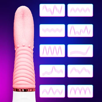 10 Ātruma Vibradores Apkures orālā seksa rotaļlietas, vibratori sievietēm vibrācijas mēles dildo sieviešu masturbācija licking G-spot vibrators