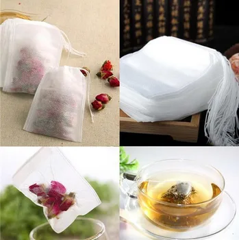 100gab Teabags 5.5 X 7CM Tukšs Aromatizētas Tējas Maisiņi Ar Auklu Dziedēt Zīmogs filtrpapīrs Herb Spice beramās Tējas Teaware Virtuves Sīkrīkus