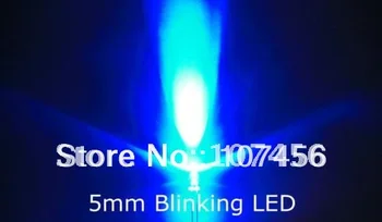 100pcs/daudz bezmaksas piegāde!!! 5mm mirgo Zila LED(8000mcd)5mm mirgojošu Zilu 5mm gaismas diodes