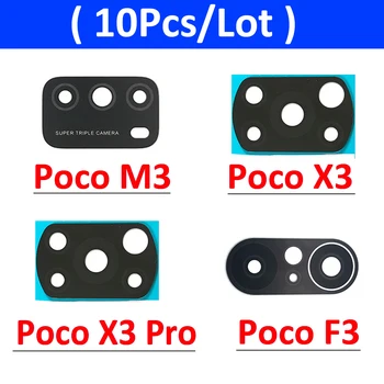 10Pcs/Daudz, Kameras Stikla Lēcu Atpakaļ Atpakaļskata Kamera Stikla Lēcas ar Līmi Xiaomi Poco F3 M3, X3 Pro Nomaiņa, Remonts, Rezerves Daļas