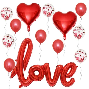 13pcs Romantiska Lateksa Baloni Mīlestību Sirdī Piepūšamās Gāzes Hēlija Balonu Valentīna Diena, Laulības, Kāzu Dekorēšana Piederumi