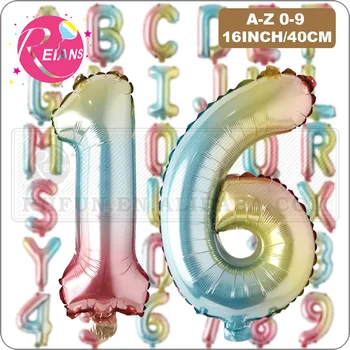 16inch Laimīgs, Bērnu Dzimšanas dienas Balons, Folija Slīpumu, Moto A-Z 0-9 Ballons Vēstuli Balon Hēlija Baloes Kāzu svinības piegādēm