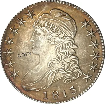 1813 Amerikas savienotās Valstis, 50 Centi ½ Dolāru Brīvības Ērglis Ierobežots Krūtis Pusi Dolārs Cupronickel pārklāts Sudrabs Melns Kopēt Monētas