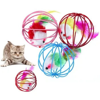 1gb Kaķis Interaktīvās Rotaļlietas Peles Būrī Rotaļlietas, Plīša Peli, Bumbiņas Mākslīga Plastmasas Krāsains Kaķis Teaser Rotaļlietu Vairumtirdzniecības Pet Piegādēm