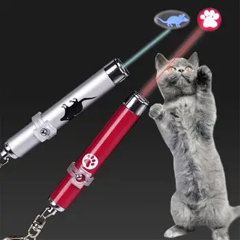 1PC Creative Cat Toy Lāzera Teaser Pildspalva ar Spilgtu Animāciju Peli Ķepa Drukāt Zivis, kas Apbrīnojami Funny Pet Cat Rotaļlietas LED Rādītāju Gaismas
