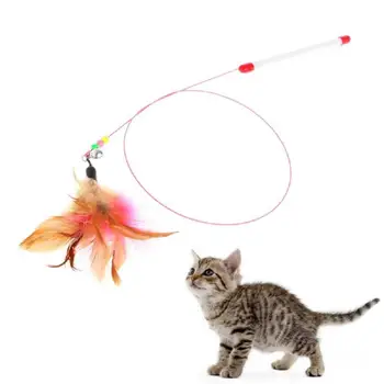 1PC Kaitināt Kaķis Stick Krāsains Spalvas makšķeri Stila Stick Ar Bell Interaktīvās Jautri Rotaļlieta, Kaitināt Kaķis Lekt Stick Pet Piegādēm