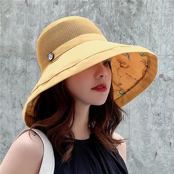 2019. gada Vasarā Liela Mēroga Malām Ziedu Saules Cepure Sievietēm Mesh UV Aizsardzību, Pludmales Cepure Sieviešu Neto Salokāms Saules Cepures Dāmu Kausu Cepure