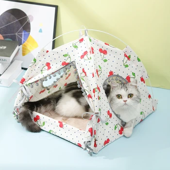 2021New Mājdzīvnieku piederumi kaķis guļ guļamtīkls mazo suņu mājas vigvams kaķu telti Atdzist vasaras gulta cave house rabbit mēbeles