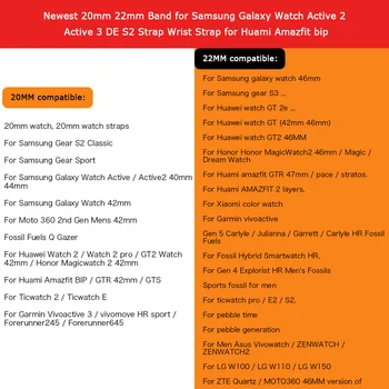 20mm22mm Joslu Samsung Galaxy Skatīties 3 45/46mm/42mm Rīku S3 /Aktīvā 2 Silikona Aproces Correa Huawei Skatīties Gt 2-2e-pro Siksnas