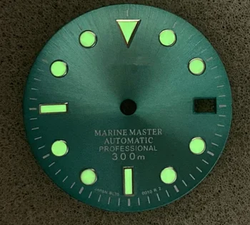 29mm Zaļās Gaismas Zilā Watch Dial NH35/4R36 Pārvietošanās ar S Logo