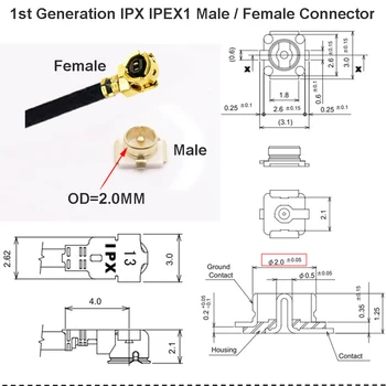 2gab Atvērtu Galu, IPEX IPX Kabeļu uFL/u.FL/IPEX1 IPEX 1 Male Plug Connector WIFI Antena RG113 1.13 mm Pagarinājums Bize Kabeļu Vadu
