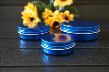 30/60/100g zilā tukša, apaļa alumīnija kastē metāla konservu kārbas kosmētikas krēms DIY uzpildāmas jar tējas Alumīnija Katls tukšs zils konteineri
