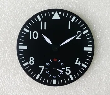 38.9 mm black dial Gaismas zīmes fit ETA6498 kustību Vīriešu Watch dial + rokas Pulksteņu piederumi B914-21