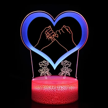 3D Jaunums Nakts Gaismu, Mīlestību Sirdī Modelis Galda Lampa USB LED Krāsains Touch Switch For Home Decor Valentīna Dāvanu Draudzeni