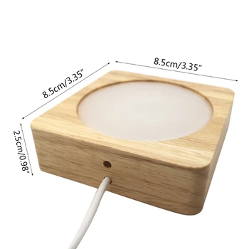 3D LED Nakts Gaisma Guļamistaba Dekorēšana Maza Galda Lampa USB 3D Kristāli Sveķu Stikla Mākslas Dekoratīvi Koka Pamatni Stāvēt Radošo Dāvanu