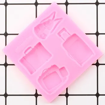 3D Soma Bagāžas Ratiņiem Gadījumā, Silikona Veidnes Konfektes Polimēra Māla Pomādes Pelējuma DIY Kūka Dekorēšanas Instrumentiem Šokolādes Gumpaste Veidnes