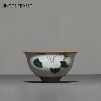 4 gab/daudz Ķīniešu Retro Ru Krāsns Keramikas Teacup Krāsu glazūru kreka porcelāna Tējas Bļodā Master Tējas tase Personas Viena Kausa Teaware