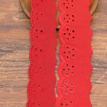 4 metri plats 3.7 cm-4,7 cm sarkanu izšuvumu kokvilnas kleita svārki apdare DIY apģērbu, audumu aizkaru aksesuāri