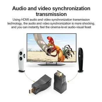 4K 3D HDMI-saderīgam Extender Rj45 Extender RJ45 Vairāk Cat 5e/6 Tīkla LAN Ethernet Adapteris 2.5 gb / s 1080p, Izmantojot CAT-6