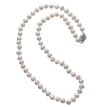 6mm Pienācīgas dabas saldūdens baltā pērle ar cēlu kaklarotu secinājumi 18inch par perferred dāvanu