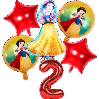 6PCS/komplekts Disney Snow White Princess Tēmu Balonu Happy Birthday Puse Rotājumi Piegādes Alumīnija Folija Baloni, Bērnu Duša