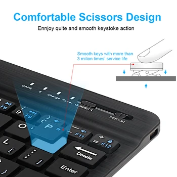 7inch Bezvadu Tastatūru un Peli, Uzlādējams Mini Bluetooth Tastatūra Ar Peli Tastatūra Biroja HomePC Tablet Tālrunis