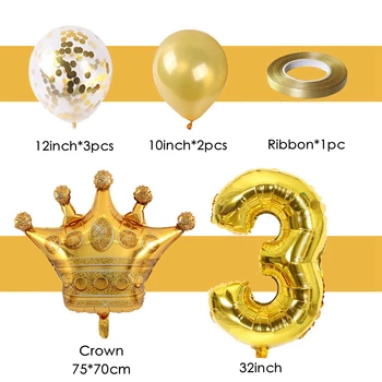7pcs Rose Gold Crown Folija Baloni 32inch Numuru Ballon Hēlija Globos Zēns, Meitene, Dzimšanas dienas Jubilejas Partijas Apdare Baby Duša