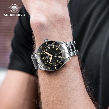 AddiesDive Luksusa Izmēģinājuma Vīriešu Skatīties Sapphire Kristāla NH35 Automātiskie Pulksteņi Super Gaismas Keramikas Bezel Retro 200m Diver Watch