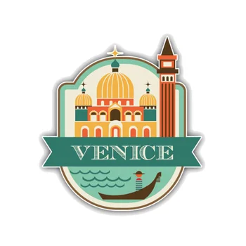 Aliauto Smieklīgi Auto Uzlīme Venēcijas Pilsētas Itālija Ceļojumu PVC Ūdensnecaurlaidīga Atstarojošs Radošo Retro Apdare Decal,13cm*12cm