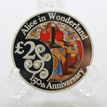 Alice In Wonderland Piemiņas Monētu Dimanta pārklājumu Sudraba Piemiņas Monētu Piemiņas Medaļu Dāvanu Challenge Monētas