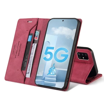 Anti-theft suku Flip Case For Samsung Galaxy A71 5G 4G SM-A716 A715 Gadījumā Seifa Magnētisko Grāmata Ādas Soma Luksusa Segumu 71