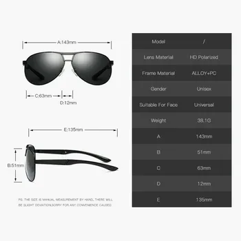 AORON Mens Polarizētās Saulesbrilles, Metāla Aviācijas Briļļu Modes Izmēģinājuma Saules Brilles UV400
