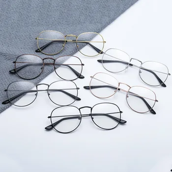 Apaļas Brilles Sievietēm Metāla Rāmis Anti-zila Gaisma Glāzes par Vīriešiem Vintage Apli, Lasīšanas Brilles Moderns Datoru Spēļu Gafas
