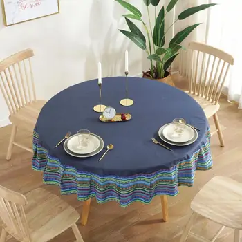 Apaļā galda drānu tīru krāsu ūdensizturīgs galdauts piknika apaļā galda svārki galda svārki vāciņu