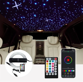Auto Izmantojiet Bluetooth, Zibsnīšana RGB Optiskās Šķiedras Gaismas DC12V 6W APP/Remote Mūzikas Režīmā Zvaigžņu Griestu Headliner Gaismas Sajauc Auto Lukturi