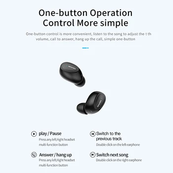 Awei T16 Bluetooth V5.0 Taisnība Bezvadu Earbuds Austiņas Austiņas ar Uzlādes Gadījumā Ergonomisks Dizains - Melna