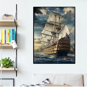 AZQSD Eļļas Glezna Ar Numuru DIY Kuģa Landacape Attēlu skaits Uz Audekla Handpainted Unikālu Dāvanu Pieaugušajiem