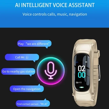 B9 Bezvadu Austiņas Smart Skatīties Sirdsdarbības Ātrums, asinsspiediens, Fitnesa Rokassprādze 5.0 AI Balss Bluetooth Austiņas Skatīties Melna