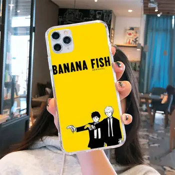 Banānu Zivju Telefonu Gadījumā Pārredzama iPhone 6 7 8 11 12 s mini pro X XS XR MAX Plus segtu būtiska shell