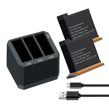 Baterijas DJI Osmo Rīcības Fotokameras Akumulatoru 1300mAh Kanāls USB Lādētāju bateria Par DJI Osmo Rīcības Kameru Piederumi