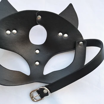 BDSM Sexy Čūska, Sarkanā Ādas Kaķu Maska Bell Apkakles sānslīdi kaklasaite Cosplay Halloween Karnevāla Nakts Kluba Puses Maskas Fetišs Erotiska Seksa Maska