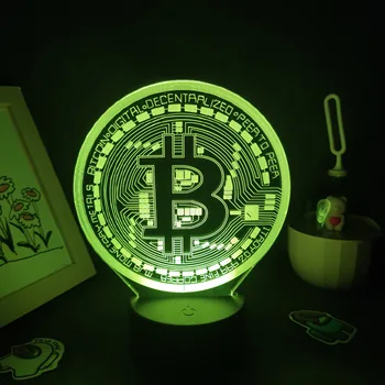 Bitcoin 3D Led Lavas Lampas RGB Akrila Akumulatoru, Nakts Apgaismojums, Dzimšanas dienas Krāsains Guļamistabas Gultas Uzņēmums Kafijas Galda, Galda Rotājumi