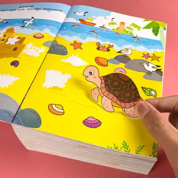Bērnu koncentrācija uzlīmju grāmata 0-6 gadu vecu bērnu karikatūra puzzle fun apgaismības smadzeņu uzlīmes sākumā mācību