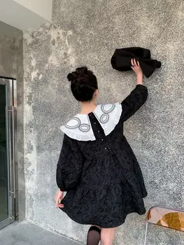 CHEERART Tekstūra Black Laternu garām Piedurknēm Kleita Sievietēm Savirmot Bumbu Kleita Mini Žakarda Kleita Ir 2021. Koean Dizaineru Modes Apģērbi