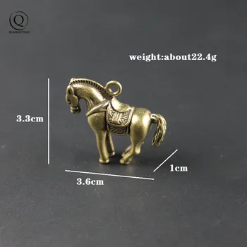 Cietā Vara Zirgs Keychains Kulons Vintage Brass Metāla Ķīniešu Zodiaka Dzīvnieku Keychain Šarmu Auto Atslēgu Riņķi Roku Mākslas